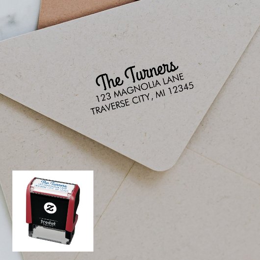 Familie Fancy Return Address Self-Inking Stamp Zelfinktende Stempel