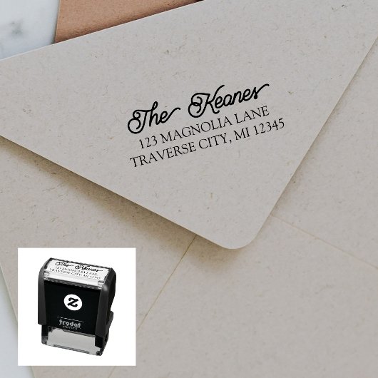 Familie Fancy Return Address Self-Inking Stamp Zelfinktende Stempel