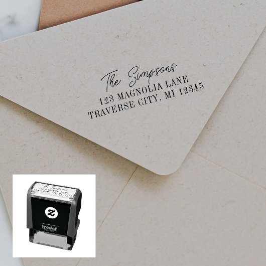 Familie Fancy Return Address Self-Inking Stamp Zelfinktende Stempel