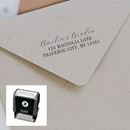 Familie Fancy Return Address Self-Inking Stamp Zelfinktende Stempel