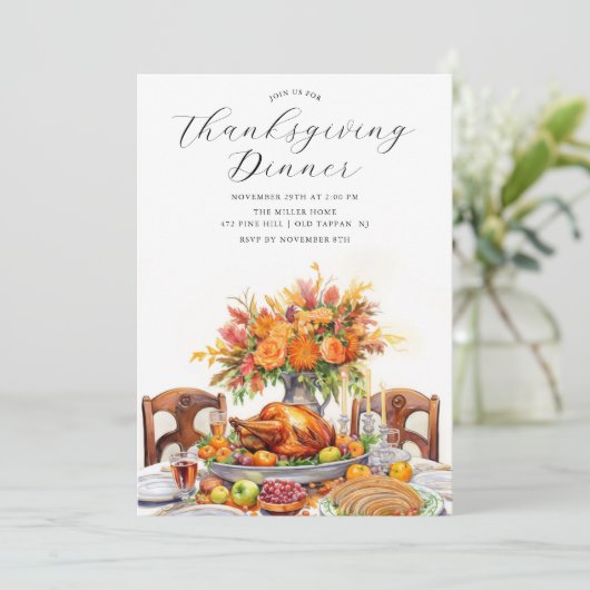 Familie Feest Thanksgiving Diner Kaart (Staand voorkant)