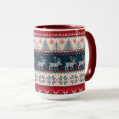 Familie feestdag Faux nit Pattern Noords Thema Mok (Voorkant rechts)