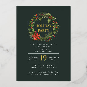 Familie Feestelijke Vakantie Kerstmis krans Party Folie Uitnodiging