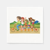 Familie Fietstocht papieren servetten (Voorkant)