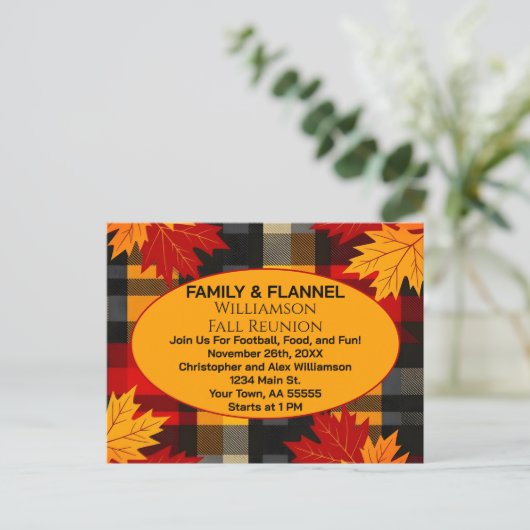 Familie & Flannel Herfst Reunion Briefkaart Uitnod (Staand voorkant)