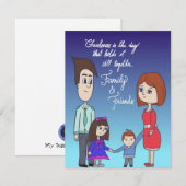 Familie Flat Kerstkaart (Voorkant / Achterkant)