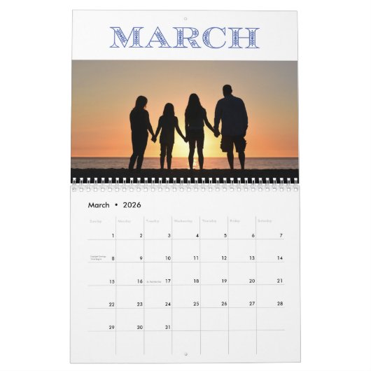 Familie Foto 12 maanden gevouwen Kalender (Mar 2026)