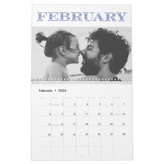 Familie Foto 12 maanden gevouwen Kalender (Feb 2026)