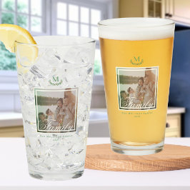 Familie Foto bier Glas tumbler Monogram Krans