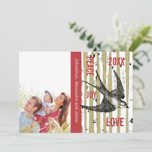 Familie Foto Birch Tree vogels (Staand voorkant)