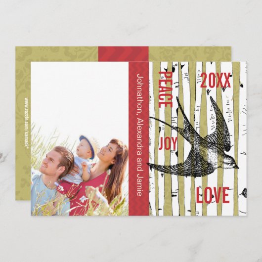 Familie Foto Birch Tree vogels (Voorkant / Achterkant)