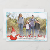 Familie Foto Blauwgroen Blue Red Cute Gnome kerst Feestdagenkaart (Voorkant)