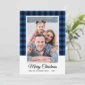 Familie Foto Blue Buffalo Pset Merry Kerstry Kaart (Staand voorkant)