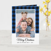 Familie Foto Blue Buffalo Pset Merry Kerstry Kaart (Gele Bloem)