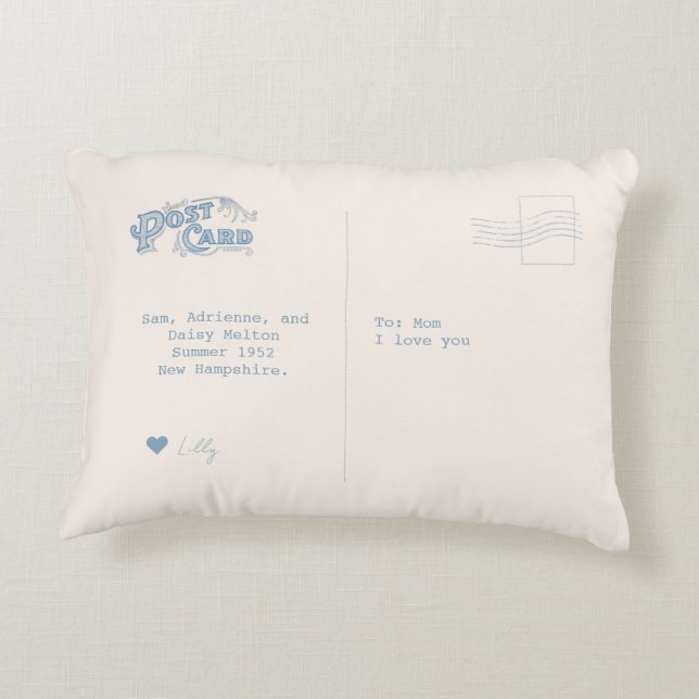 Familie Foto  Briefkaart Pillow Accent Kussen (Achterkant)