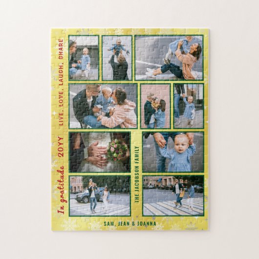 Familie Foto Collage 10 Afbeeldingen Golden gepers Legpuzzel (Verticaal)