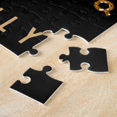 Familie Foto Collage 10 Pics Black Gold Name Legpuzzel (Zijkant)