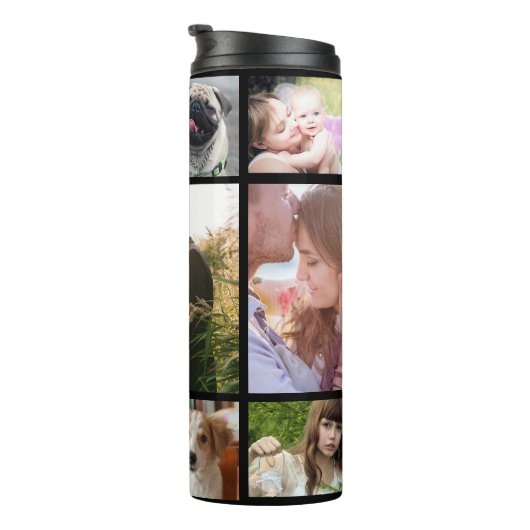 Familie Foto Collage 11 Aangepaste Afbeeldingen | Thermosbeker (Geroteerd rechts)