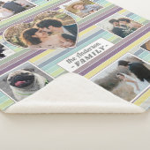 Familie Foto Collage 11 Aangepaste hartretro Strip Sherpa Deken (3/4)