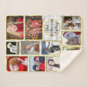 Familie Foto Collage 11 Afbeeldingen Marble Gold E Sherpa Deken (Voorkant (horizontaal))