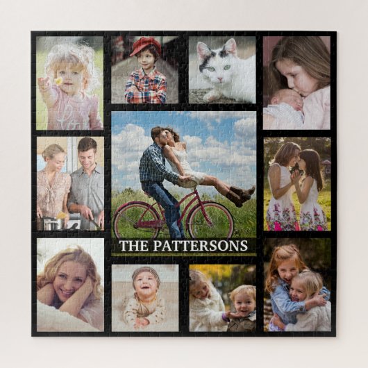 Familie Foto Collage 11 Afbeeldingen Naam Square B Legpuzzel (Verticaal)