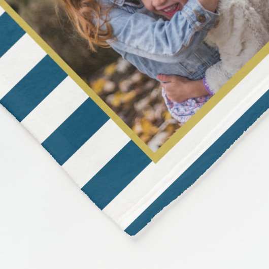 Familie Foto Collage 12 Pics Naam Nautical Stripes Fleece Deken (Hoek)