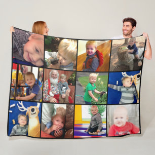 Familie Foto Collage 12 Square Instagram Foto's Fleece Deken