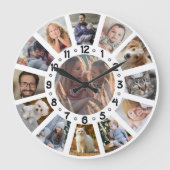 Familie Foto Collage 13 Pics met Numbers Easy Grote Klok (Voorkant)