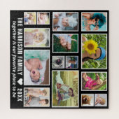 Familie Foto Collage 15 Aangepast zwart-wit vierka Legpuzzel (Horizontaal)