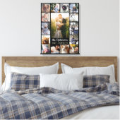 Familie Foto Collage 15 Afbeeldingen + Naam Black  Canvas Afdruk (Insitu (Slaapkamer))