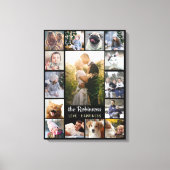 Familie Foto Collage 15 Afbeeldingen + Naam Black  Canvas Afdruk (Voorkant)
