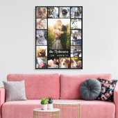 Familie Foto Collage 15 Afbeeldingen + Naam Black  Canvas Afdruk (Insitu (Woonkamer))