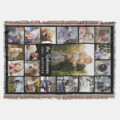 Familie Foto Collage 15 Afbeeldingen + Naam Black Deken (Voorkant)