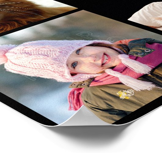 Familie Foto Collage 15 Afbeeldingen + Naam Black Poster (Hoek)