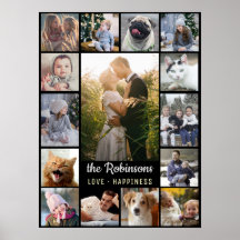 Familie Foto Collage 15 Afbeeldingen + Naam Black 