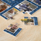 Familie Foto Collage 15 Afbeeldingen Naam Blauwe F Legpuzzel (Zijkant)