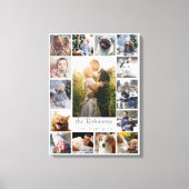 Familie Foto Collage 15 Afbeeldingen + Naam Gray W Canvas Afdruk (Voorkant)