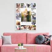 Familie Foto Collage 15 Afbeeldingen + Naam Gray W Canvas Afdruk (Insitu (Woonkamer))