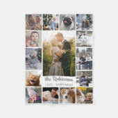 Familie Foto Collage 15 Afbeeldingen + Naam Gray W Fleece Deken (Voorkant)