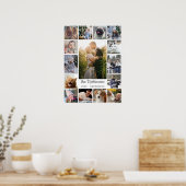 Familie Foto Collage 15 Afbeeldingen + Naam Gray W Poster (Keuken)