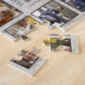 Familie Foto Collage 15 Afbeeldingen Naam Houtkorr Legpuzzel (Zijkant)