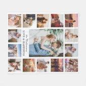 Familie Foto Collage 15 Afbeeldingen + Naam Wit Fleece Deken (Voorkant (Horizontaal))