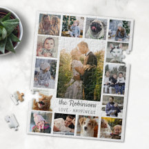 Familie Foto Collage 15 Afbeeldingen + Naam Wit Ge