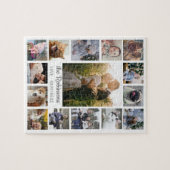 Familie Foto Collage 15 Afbeeldingen + Naam Wit Ge Legpuzzel (Horizontaal)