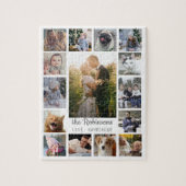 Familie Foto Collage 15 Afbeeldingen + Naam Wit Ge Legpuzzel (Verticaal)
