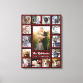 Familie Foto Collage 15 + Naam Red Buffalo Pset Canvas Afdruk (Voorkant)