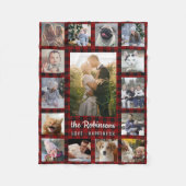 Familie Foto Collage 15 + Naam Red Buffalo Pset Fleece Deken (Voorkant)