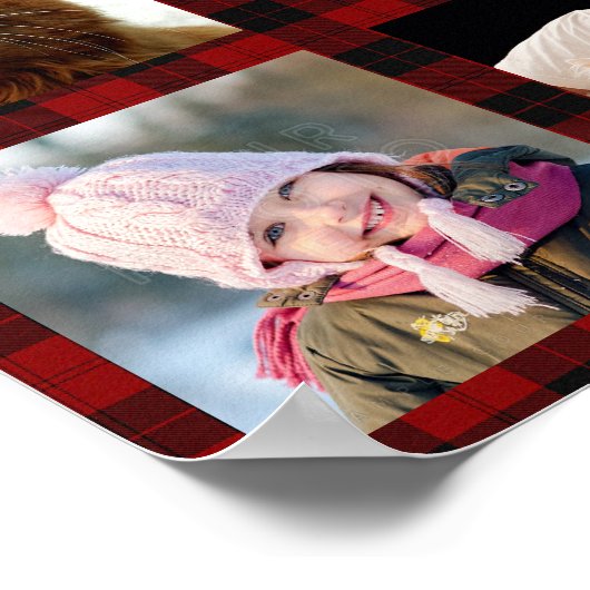 Familie Foto Collage 15 + Naam Red Buffalo Pset Poster (Hoek)