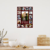 Familie Foto Collage 15 + Naam Red Buffalo Pset Poster (Keuken)