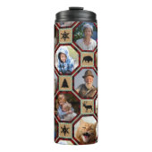 Familie Foto Collage 15 Red Black Buffalo Pset Thermosbeker (Voorkant)